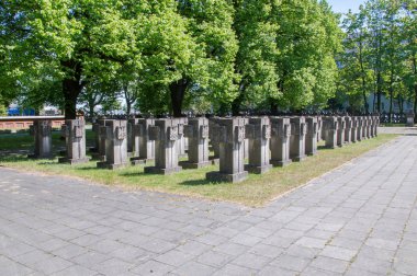 Gdansk, Polonya - 22 Mayıs 2017: Mezarlık anıtlar Zaspa Heroes.