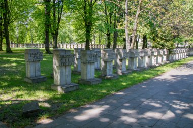Gdansk, Polonya - 22 Mayıs 2017: Mezarlık anıtlar Zaspa Heroes.
