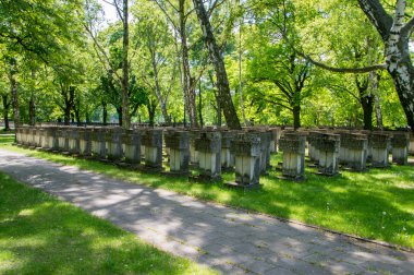 Gdansk, Polonya - 22 Mayıs 2017: Mezarlık anıtlar Zaspa Heroes.