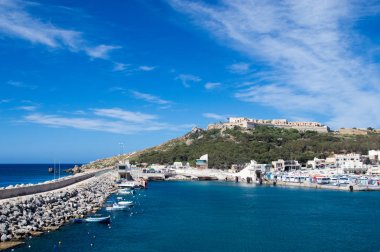 Mgarr, Malta - May 8, 2017: Mgarr Harbour at Gozo Island from the ferry. clipart