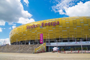 Gdansk, Polonya - 14 Haziran 2017: Euro 2012 Polonya ve Ukrayna Energa Gdansk Futbol Stadyumu inşa.