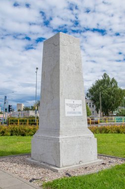Gdansk, Polonya - 13 Ağustos 2017: Anıt Emaus komün sakinleri için kim Birinci Dünya Savaşı sırasında düşmüş.