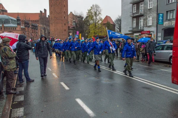 People at National Independence Day in Gdansk in Poland (en inglés). Celebración del 99º aniversario de la independencia . — Foto de Stock