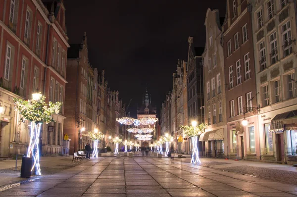 Gdaňsk Polsko Prosince 2017 Dlouhou Uličkou Starém Městě Gdaňsku Vánoční — Stock fotografie