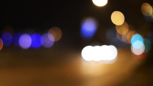 Luz Del Coche Bokeh Por Noche Semáforos Fuera Foco — Vídeos de Stock