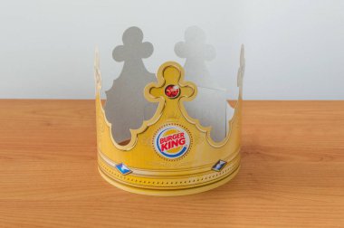 PRUSZCZ Gdanski, Polonya - 19 Ocak 2018: Peper taç Burger King logolu.