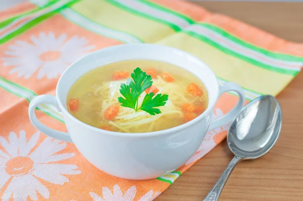 Chicken Broth Carrot Parsley — Stock Photo, Image