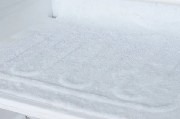 Acúmulo Gelo Dentro Vazio Refrigerador — Fotografia de Stock