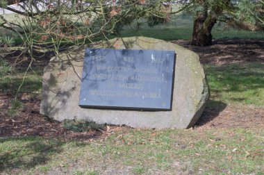 Malbork, Polonya - 4 Nisan 2018: Malbork dönüşü 500 inci yıldönümü taş vatan toprak.