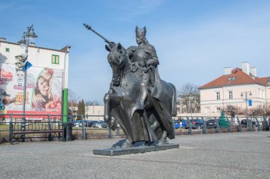 Malbork, Poland - April 4, 2017: Monument of Casimir IV Jagiellon (Polish: Kazimierz IV Andrzej Jagiellonczyk) in Malbork. Casimir IV was a Grand Duke of Lithuania from and King of Poland. clipart