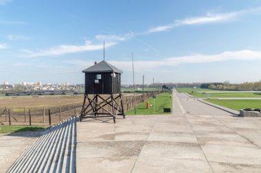 Lublin, Polonya - 14 Nisan 2018: Döken muhafız Müzesi Majdanek Nazi Alman toplama kampı.