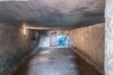 Lublin, Polonya - 14 Nisan 2018: gaz odası Majdanek Nazi Alman toplama kampında.