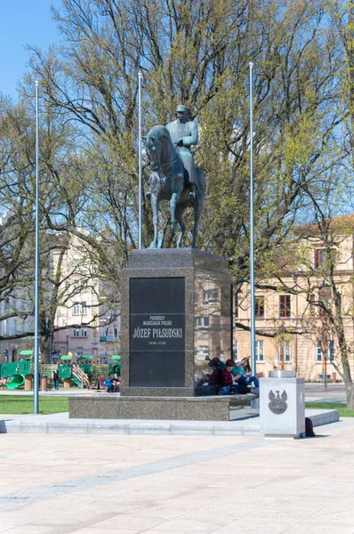 Lublin Polonya Nisan 2018 Anıt Mareşal Jozef Pilsudski Ata — Stok fotoğraf