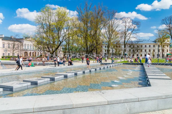 Lublin Polonia Abril 2018 Fuente Plaza Lituania Polaco Plac Litewski — Foto de Stock