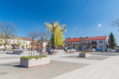 Ryki, Polonya - 18 Nisan 2018: Şehir Merkezi Ryki meydanında.