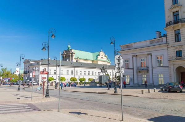Warszawa Polen April 2018 För Krakowskie Przedmiescie Street Och Presidentpalatset — Stockfoto