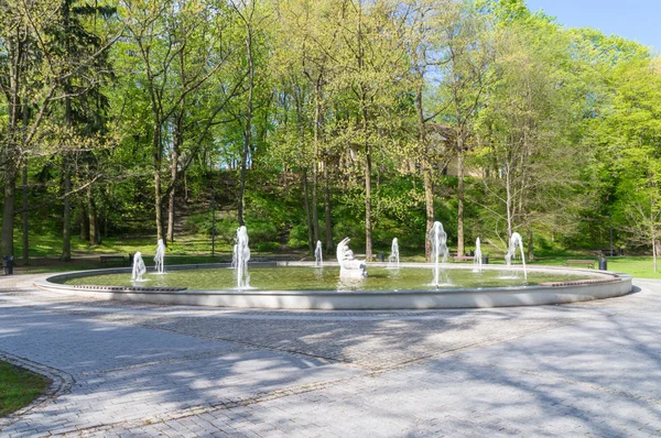 Olsztyn Poland May 2018 Fountain Fish Child Olsztyn — Stock Photo, Image