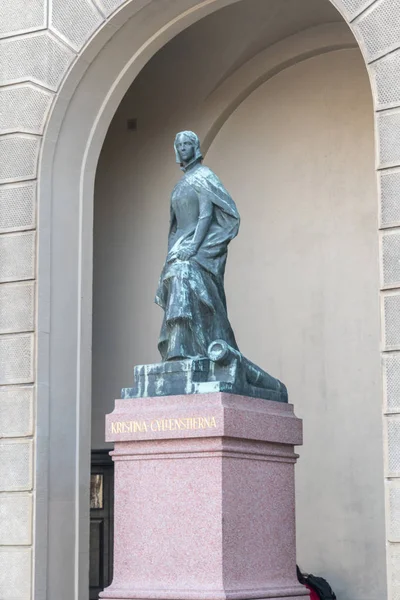 Moderne Statue von christina gyllenstierna als Verteidigerin Stockholms im königlichen Palast. — Stockfoto