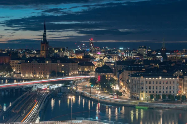 Night old town view in Stockholm. — Stock Photo, Image