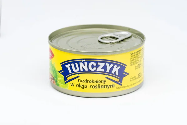 Növényi olajban őrölt szürke tonhal. — Stock Fotó