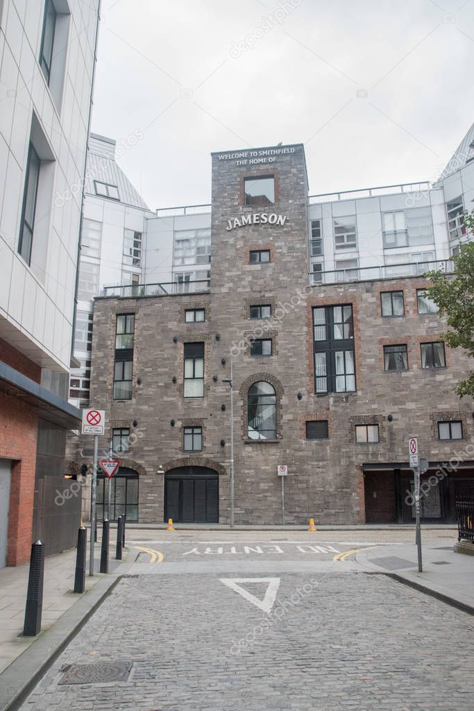 Dublin, Ireland - November 5, 2019: Entrance to the Old Jameson Distillery.