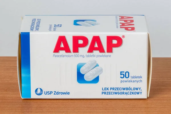 50 Apap pain killers. Apap is medication used to treat pain — Stock Photo, Image