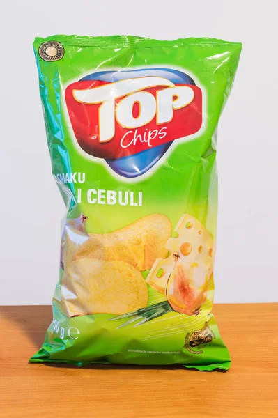 Top Chips ser i cebula aromatyzowane chipsy — Zdjęcie stockowe