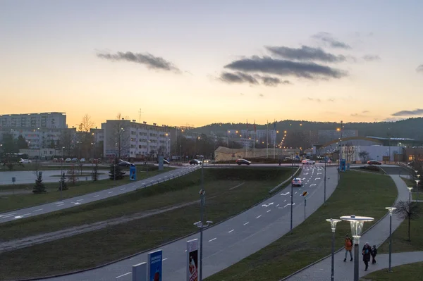 Piękny widok na Gdańsk i miasta sopockie o zachodzie słońca. — Zdjęcie stockowe