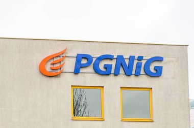 Pgnig logosu, Polonya devlet kontrolündeki petrol ve doğalgaz şirketi, merkezi Varşova, Polonya 'da..