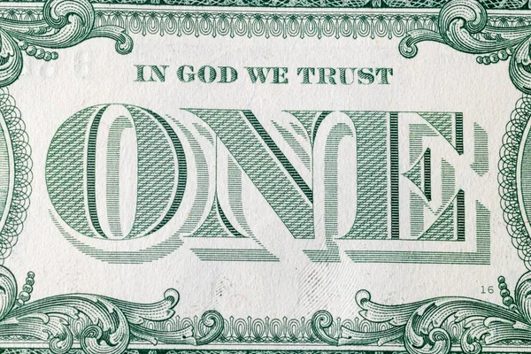 United States one-dollar bill, reverse side with In God We Trust motto. — Stok fotoğraf