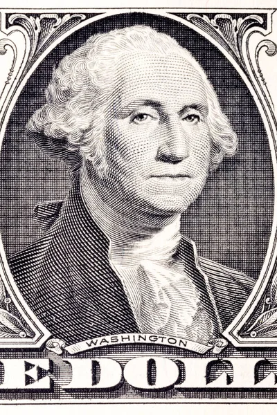 Portré az első amerikai elnök George Washington egy amerikai dollár számlát makró. — Stock Fotó