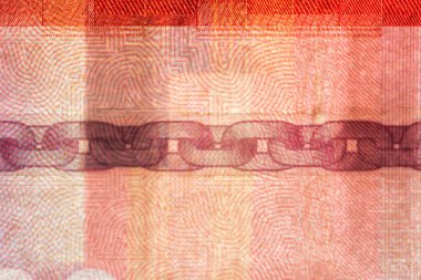 100 Nok banknotunda zincir. Norveç kronu üzerindeki zincir kalpazanları önlemek için oluşturuldu..