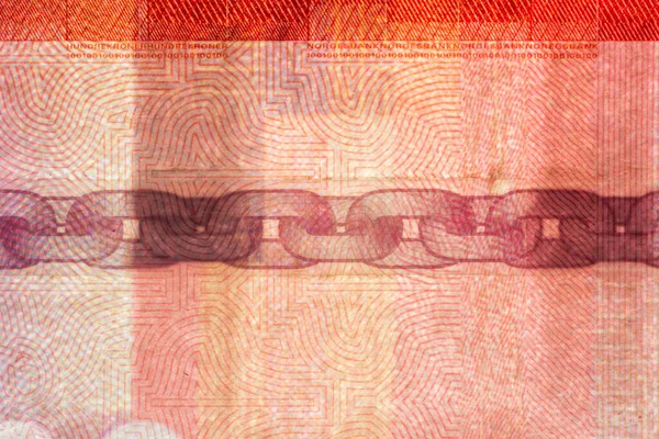 Цепь Банкноте 100 Норвежских Крон Цепь Банкноте Норвежских Крон Создана — стоковое фото