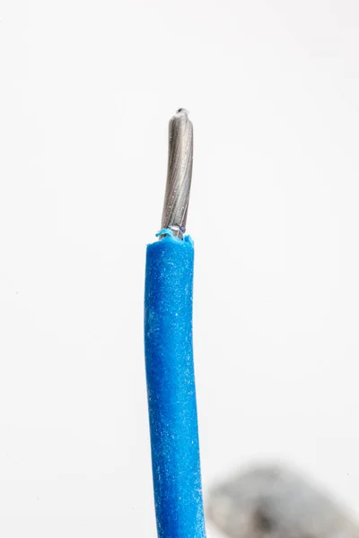 Close Fio Elétrico Alumínio Azul — Fotografia de Stock