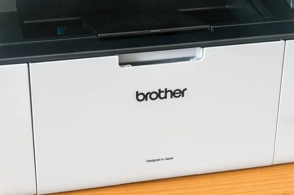 Pruszcz Gdanski, Polonya - 9 Mart 2020: Kardeş logosu ve DCP-1610WE Compact Mono Laser All-In-Printer.