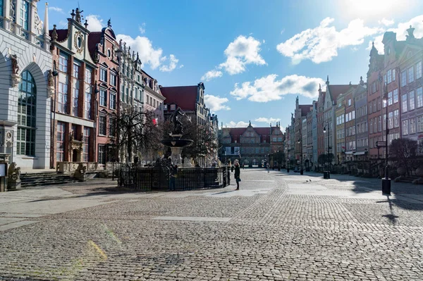 Gdansk Poland March 2020 View Old Town Gdansk Fountain Neptune — Stock Photo, Image