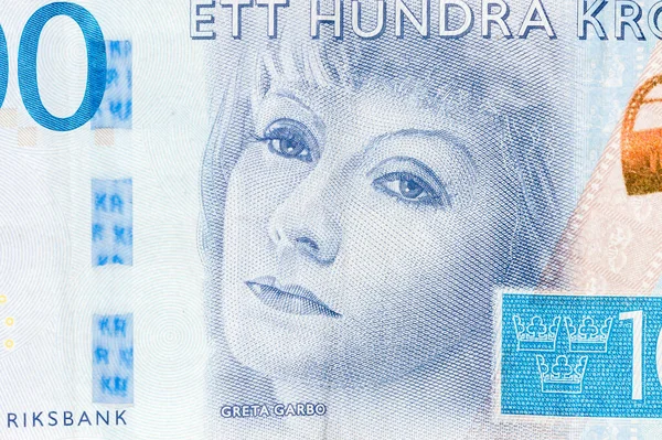 Greta Garbo Portrait Swedish Krona Banknote — Stock Photo, Image