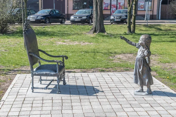 Zwolen Poland April 2020 Urszulka Armchair Monument Kochanowski Square — Stock Photo, Image
