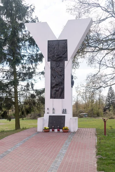 Strzegowo Polônia Abril 2020 Monumento Aos Lutadores Pela Polônia Independente — Fotografia de Stock