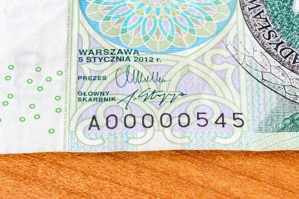 Niedrige Seriennummer Auf 100 Pln Banknote — Stockfoto