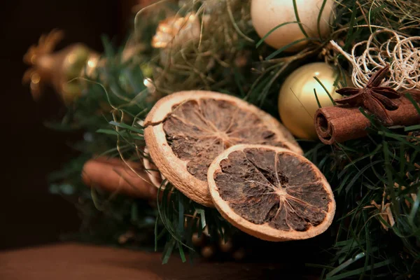 Christmas Decorations Lemon Cinnamon New Year — Stock Photo, Image