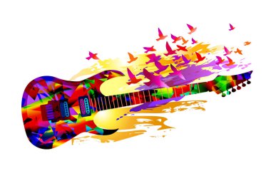 Renkli müzik arka plan akustik gitar 