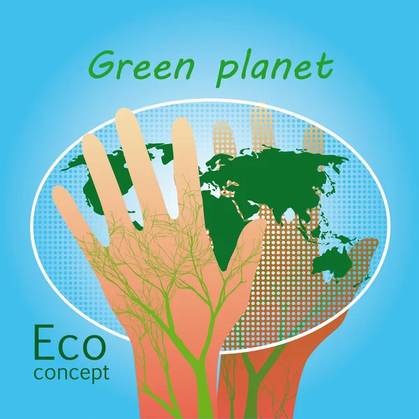Eco poster groene planeet — Stockvector