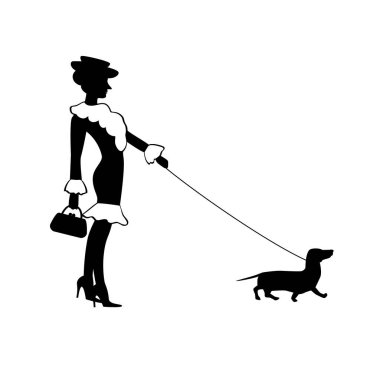 Komik bir dachshund kadınla