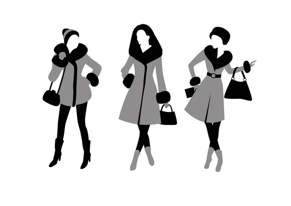 Fashionable girls with bags — Stock Vector