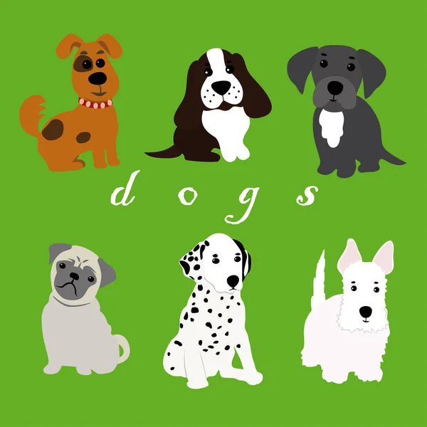 Perros de diferentes razas — Vector de stock