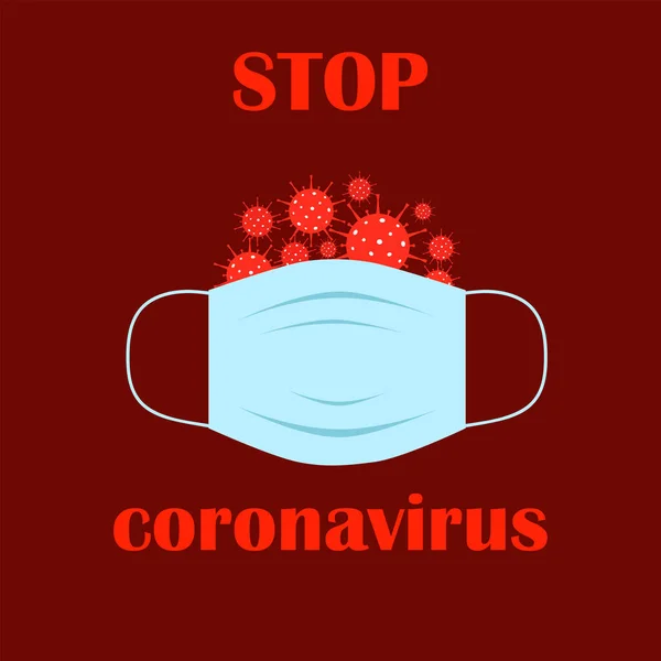 Tıbbi Maskeli Koronavirüslü Yazılı Poster Coronavirüsü Durdurun Telifsiz Stok Vektörler