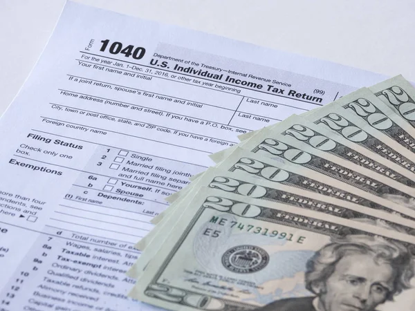 Close Photograph 1040 Individual Earnings Federal Government Department Treasury Tax — Stock Photo, Image
