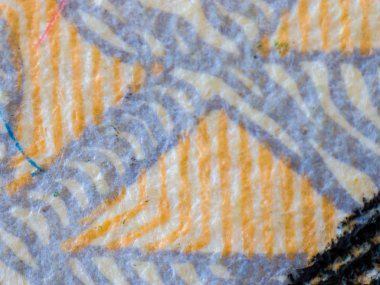 Aşırı closeup makro ayrıntı mikroskobik görüntü katmanlarını uygulanan malzemeleri, konu, lifler ve kusurları bir 20 dolarlık banknot üzerinde gösterilen Amerikalı yazdırılan para biriminin renkli.