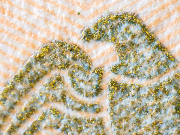 Extreme Colored Closeup Macro Detail Microscopic Image Printed Currency Showing — Stock Photo, Image